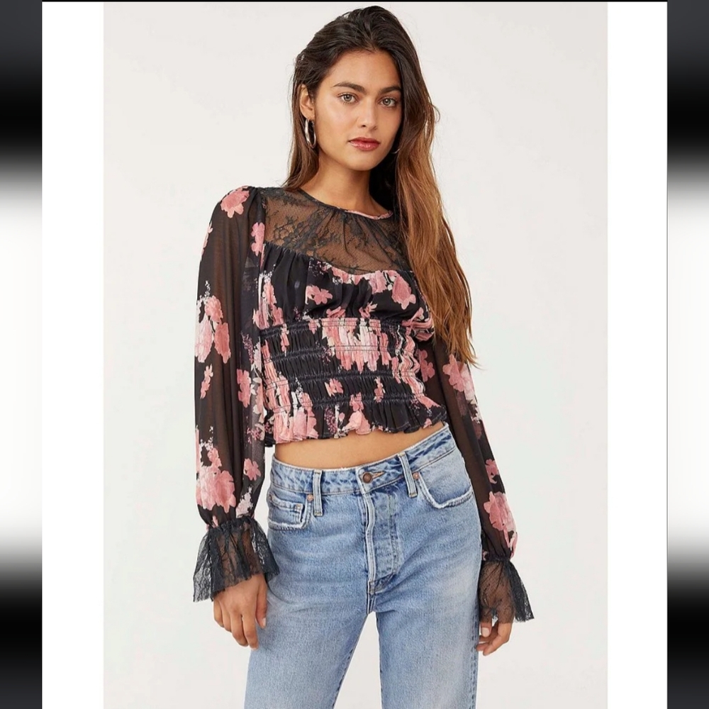 Free People Daphne Floral Print Blouse